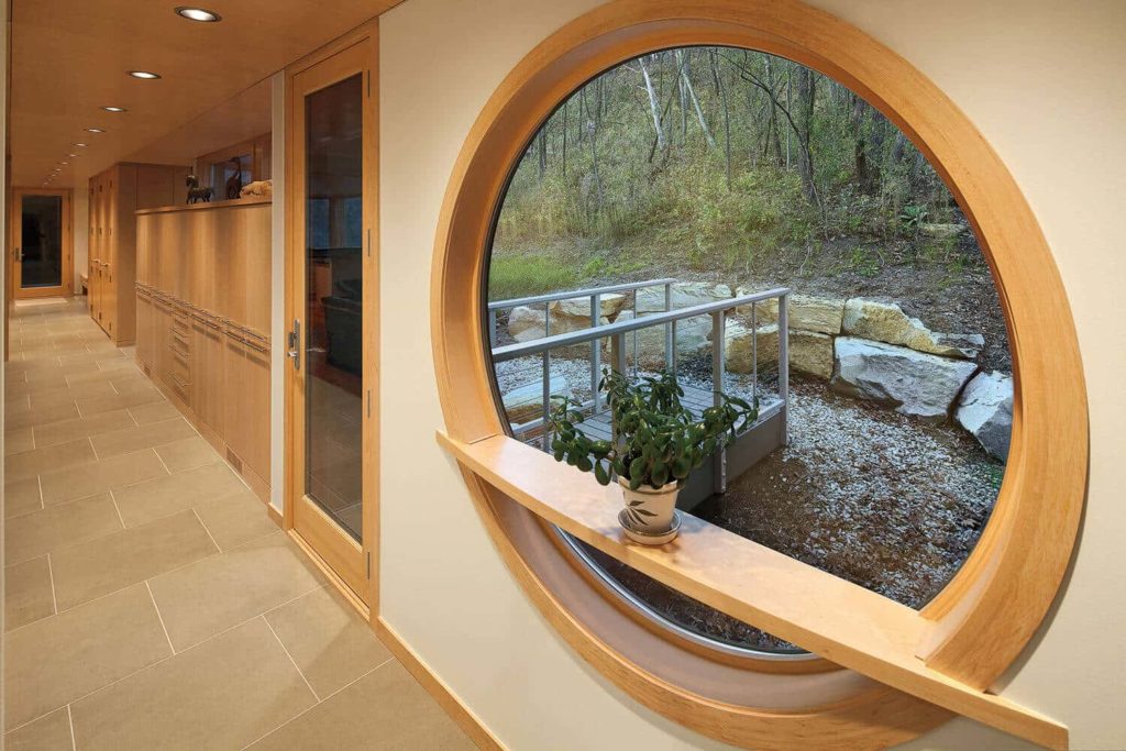 round timber window